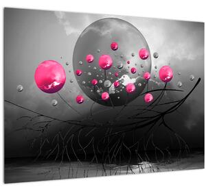 Rózsaszín absztrakt gömbök képe (70x50 cm)