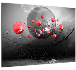 Piros absztrakt gömbök képe (70x50 cm)