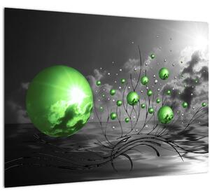 Zöld absztrakt gömbök képe (70x50 cm)