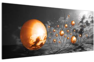 Narancssárga absztrakt gömbök képe (120x50 cm)