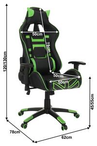 KONDELA Irodai/gamer fotel, fekete/zöld, BILGI
