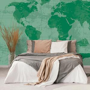 Öntapadó tapéta rusztikus világtérkép zöld színben