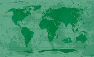 Tapéta rusztikus világtérkép zöld színben