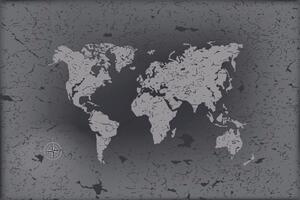 Öntapadó tapéta régi világ térkép kék absztrakt háttéren fekete fehérben