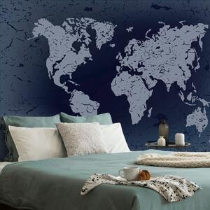 Öntapadó tapéta régi világ térkép kék absztrakt háttéren