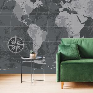 Öntapadó tapéta rusztikus világtérkép fekete-fehérben