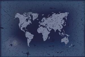 Tapéta régi világ térkép kék absztrakt háttéren