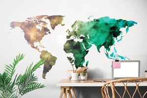 Öntapadó tapéta színes sokszögű világtérkép