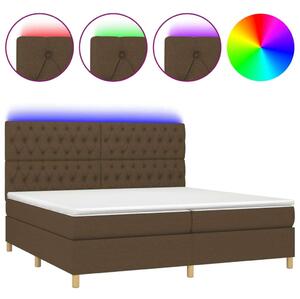 Elegáns LED Ágy - Barna Szövet - 200x200 cm