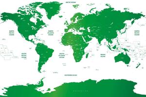 Öntapadó tapéta világtérkép az egyes államokkal zöld színben
