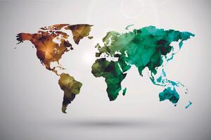Öntapadó tapéta színes sokszögű világtérkép