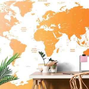 Öntapadó tapéta világtérkép az egyes államokkal narancssárga színben