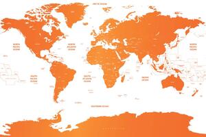 Tapéta világtérkép az egyes államokkal narancssárga színben