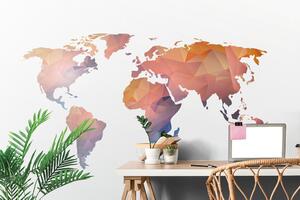 Öntapadó tapéta sokszögű világtérkép narancssárga árnyalatokkal