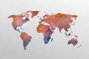 Tapéta sokszögű világtérkép narancssárga árnyalatokkal