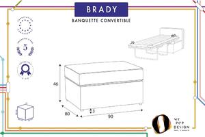 Brady krémszínű kinyitható pad, 80 cm - My Pop Design