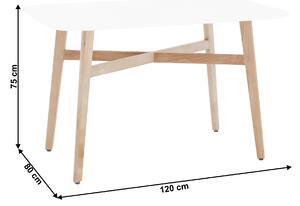 KONDELA Étkezőasztal, fehér/természetes fa, 120x80 cm, CYRUS 2 NEW