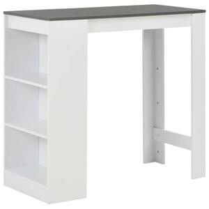 Modern Bárasztal - Fehér-Szürke - 3 Polccal - 110x50x103cm
