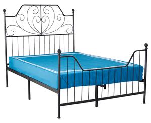 Fém ágy ágyráccsal, fekete, 160x200, RAJANA