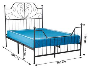 Fém ágy ágyráccsal, fekete, 160x200, RAJANA