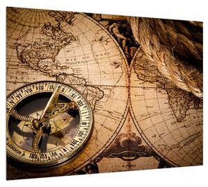 Egy régi térkép és kompasz (70x50 cm)