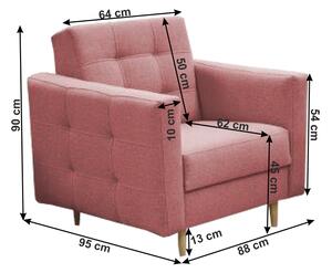 KONDELA Kárpitozott fotel, rózsaszín anyag, AMEDIA