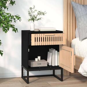 VidaXL 2 db fekete szerelt fa és vas éjjeliszekrény 40x30x55,5 cm