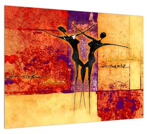 Két táncos absztrakt képe (70x50 cm)