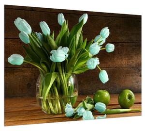Kék tulipánok a vázában (70x50 cm)
