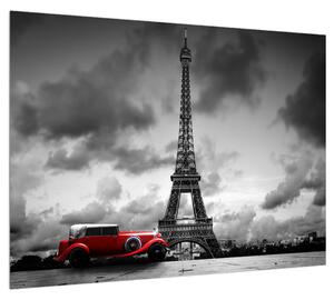 Eiffel torony és a piros autó (70x50 cm)