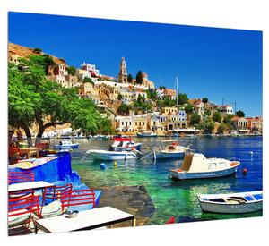 Nyári kép mediterrán kikötő (70x50 cm)