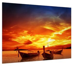 Csónakok naplementekor (70x50 cm)