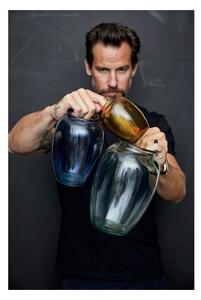 Kusintha kék üveg váza, ø 14 cm - Bitz