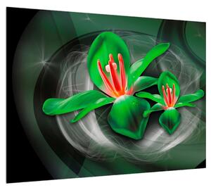 Modern kép - zöld virágok (70x50 cm)