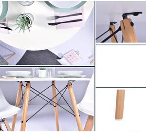 Étkezőasztal, fehér/matt/bükk, átmérő 120 cm, DEMIN