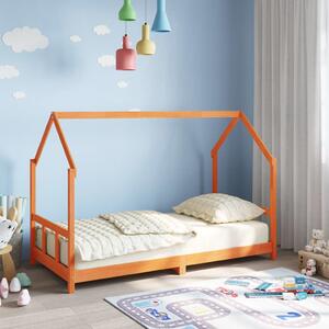 VidaXL viaszbarna tömör fenyőfa gyerekágykeret 90 x 190 cm
