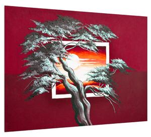 Modern kép - fa a napkeltekor (70x50 cm)