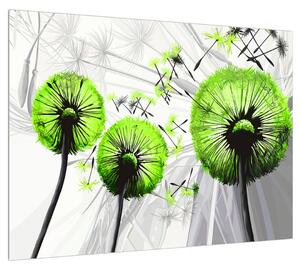 Kép -halvány zöld pitypang pehely (70x50 cm)