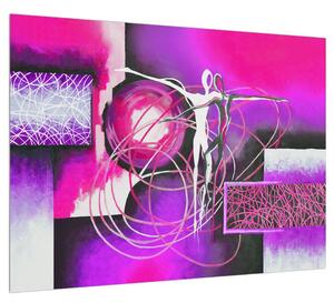 Táncosok - absztrakt lila kép (70x50 cm)