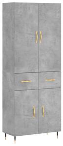 Betonszürke szerelt fa magasszekrény 69,5 x 34 x 180 cm