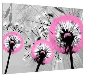 Modern kép -rózsaszín pitypang (70x50 cm)
