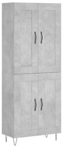 Betonszürke szerelt fa magasszekrény 69,5 x 34 x 180 cm