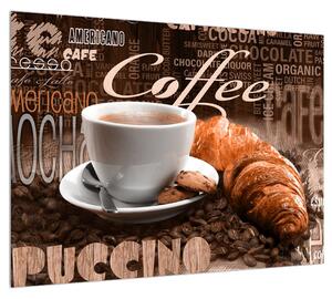 Kávé és a croissant kép (70x50 cm)