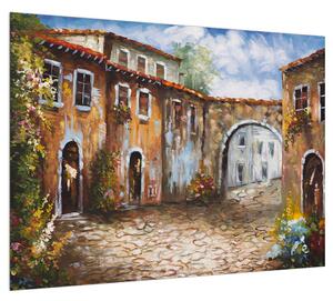 Medditerán utca festmény képe (70x50 cm)