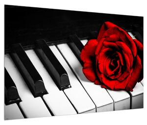 Zongora és egy rózsa képe (90x60 cm)
