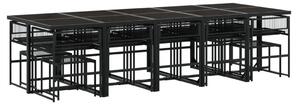 VidaXL 15 részes fekete polyrattan kerti étkezőgarnitúra párnákkal