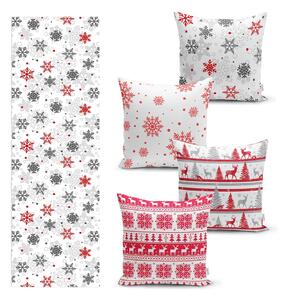 Red Christmas 4 db karácsonyi párnahuzat és asztali futó szett - Minimalist Cushion Covers