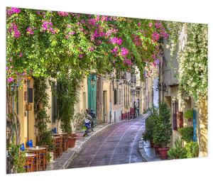 Mediterrán nyári utcácska képe (90x60 cm)