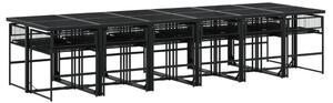 VidaXL 13 részes fekete polyrattan kerti étkezőgarnitúra