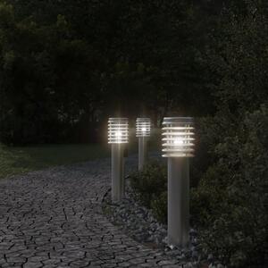 VidaXL 3 db ezüst rozsdamentes acél kültéri állólámpa aljzattal 60 cm